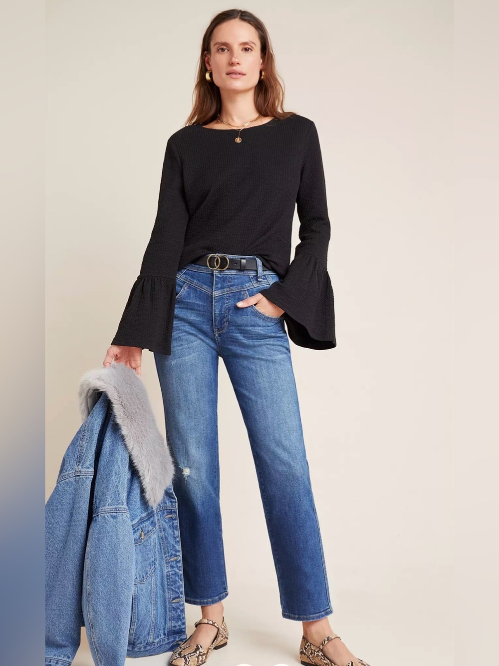 NWT Anthropologie Porridge Joan Bell Sleeves Top Sz Large